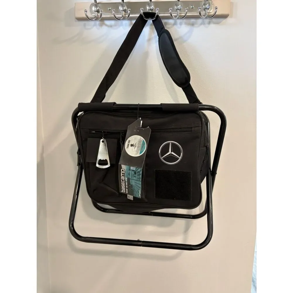 Mercedes Black Men’s Basecamp Cooler Bag with Integrated Foldable Stool